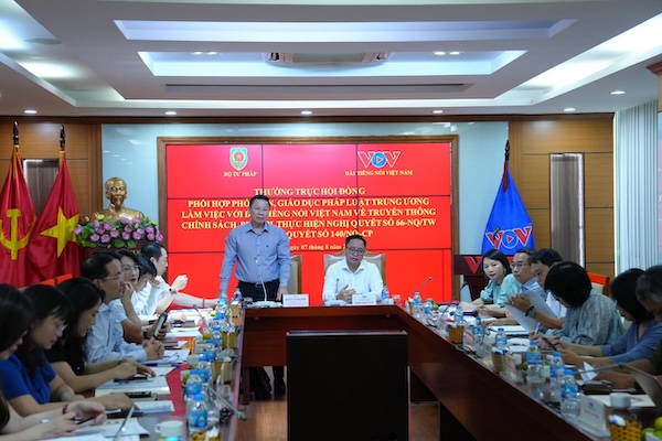 Thường trực Hội đồng phối hợp PBGDPL Trung ương làm việc với Đài Tiếng nói Việt Nam